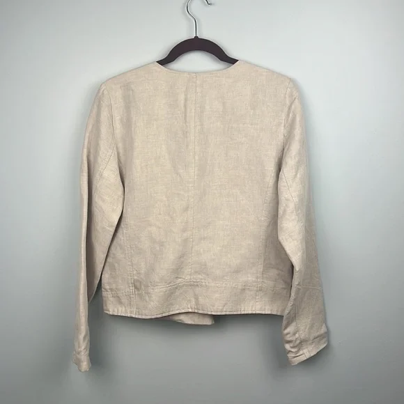 ICHI linen blend zipper closure moto style jacket size 38/ medium - Picture 9 of 10